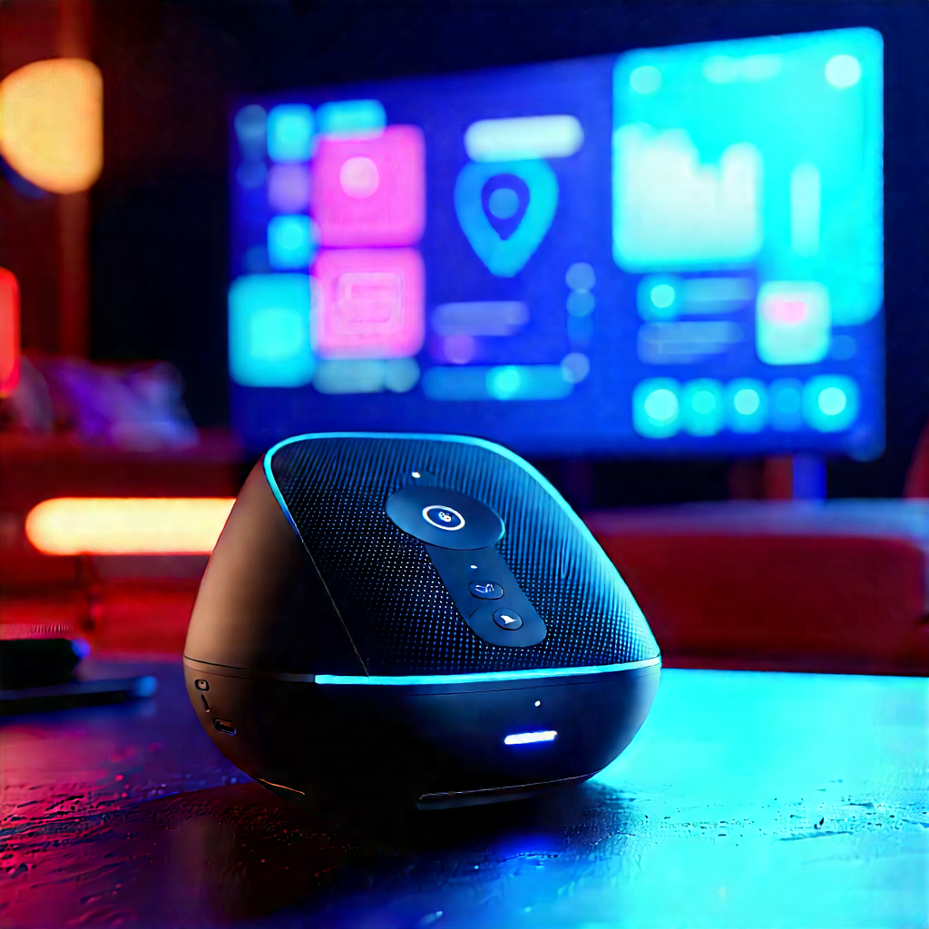 Smart Home Device With Digital Artwork With Small, Blue,