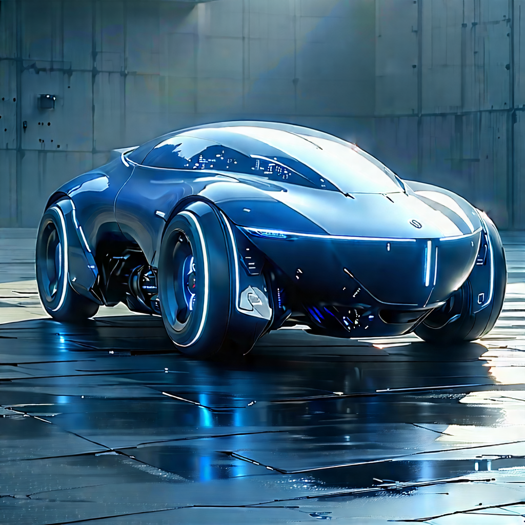 Innovative Electric Vehicle Design With Futuristic Blue