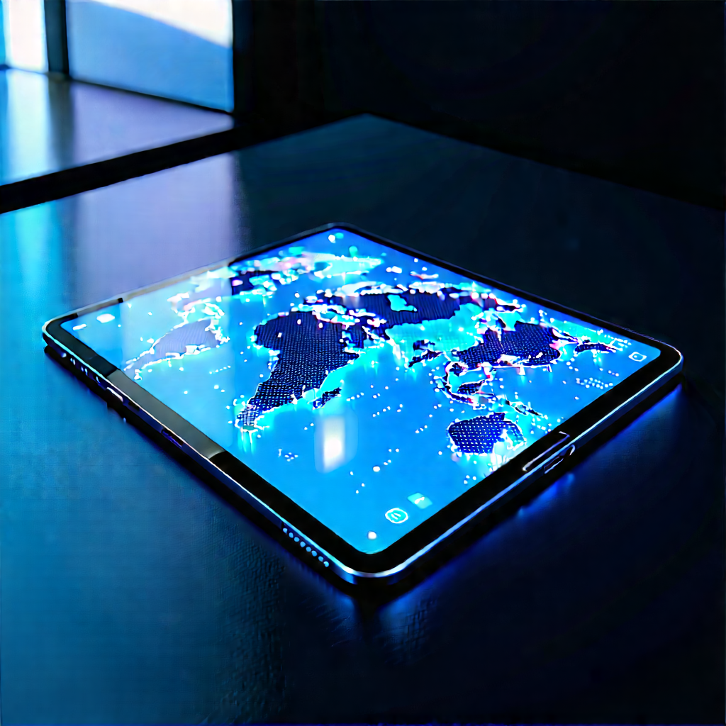 Tablet With Holographic Display With Large, Blue,