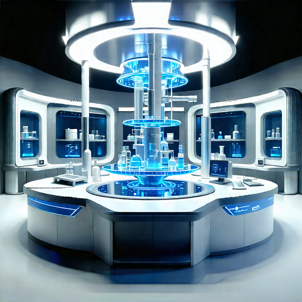 Futuristic Research Laboratory With Image, There
