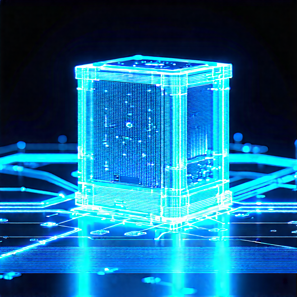 Quantum computer with blue light glow