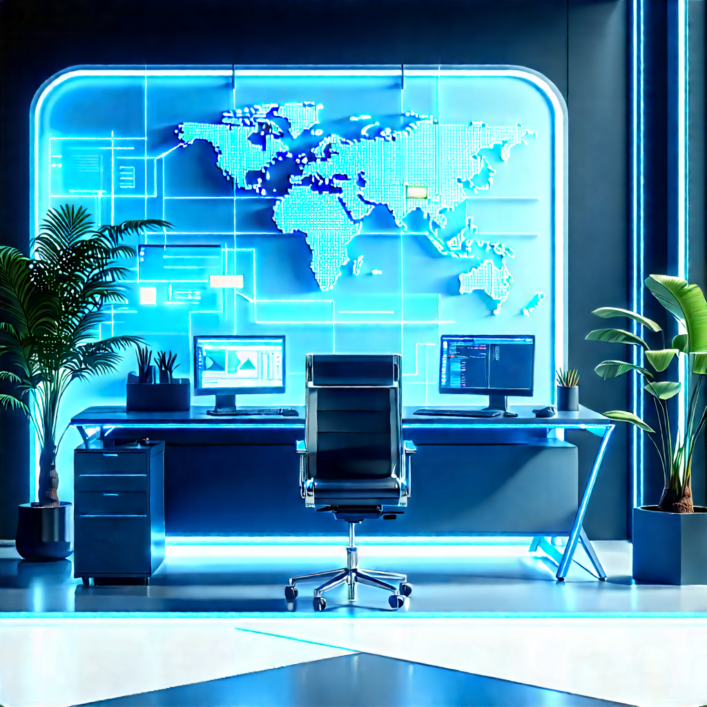Futuristic Tech Startup Office With Image, There