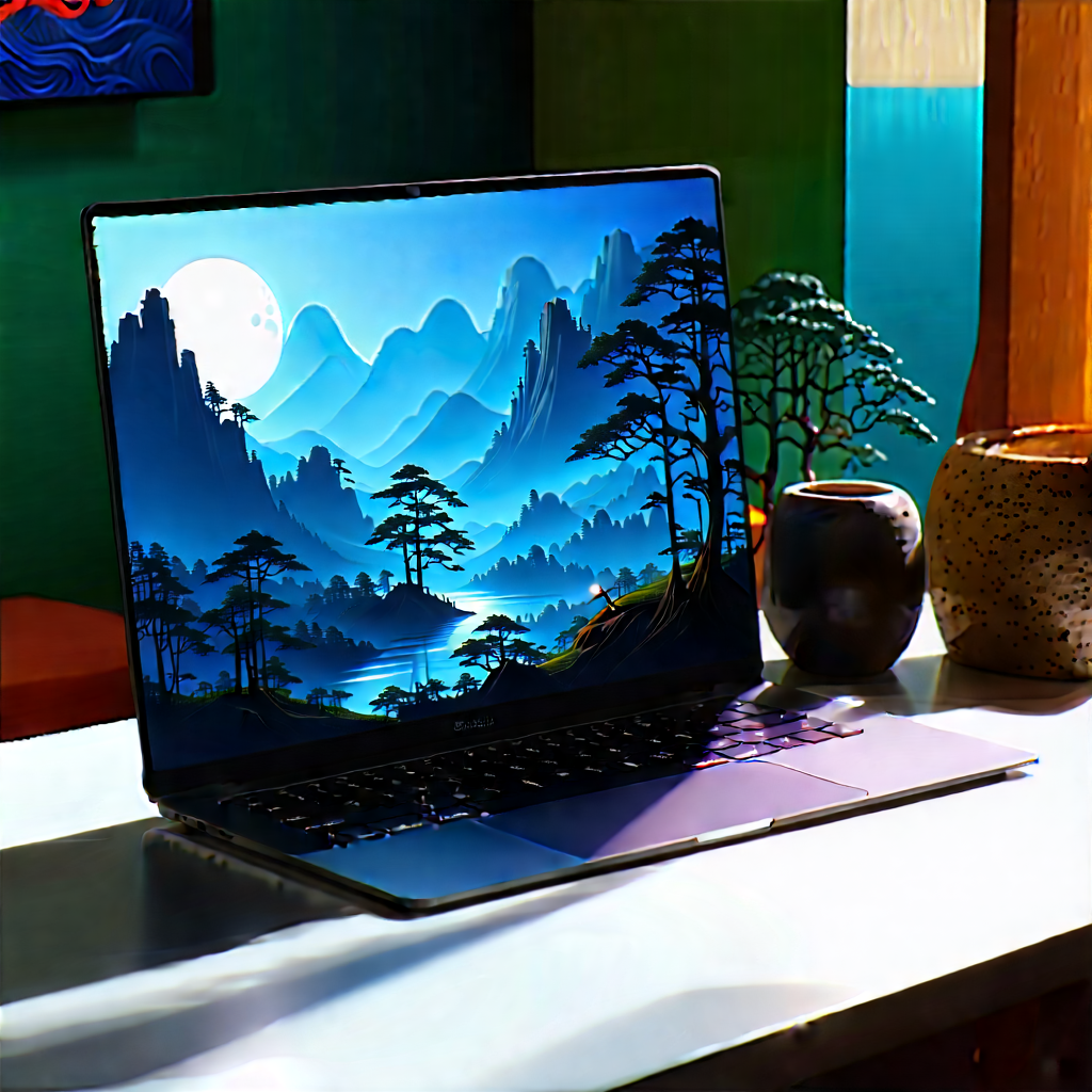 Laptop With (digital:1.36) Artwork With Laptop Computer