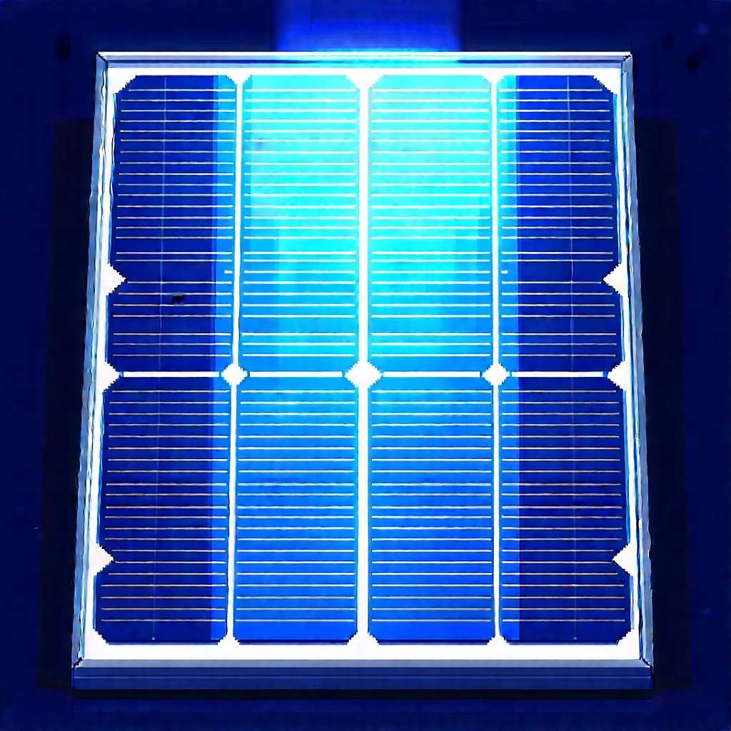 Solar panel with blue light glow