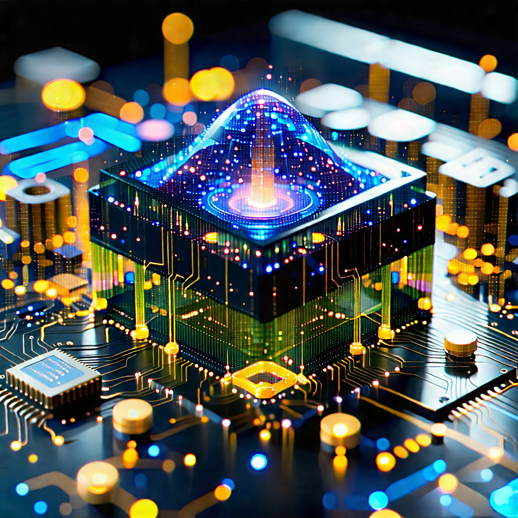 Quantum Computer With Data Streams With Futuristic-looking Computer