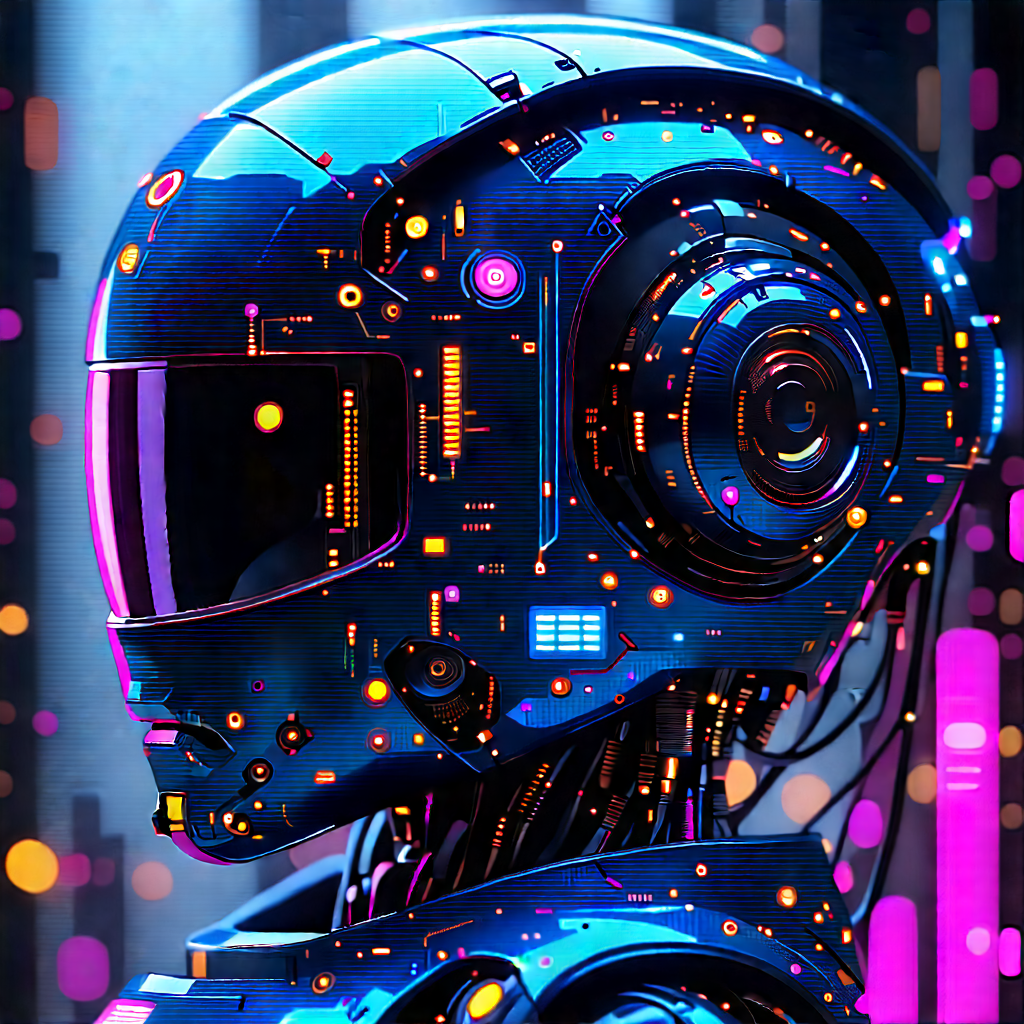 Robot With Data Streams With Image, There