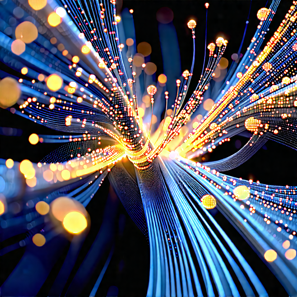 Close-up Of Fiber Optic Cables With Close-up Blue