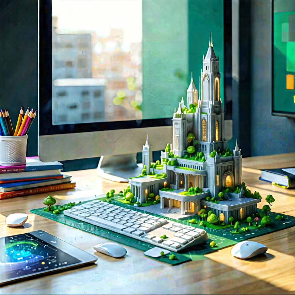Educational Technology In Tech Office With Computer Desk