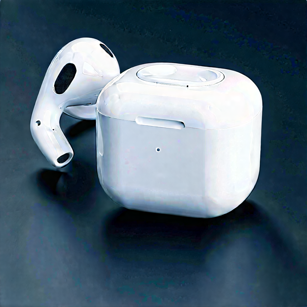 Wireless Earbuds With User Interface With White Apple