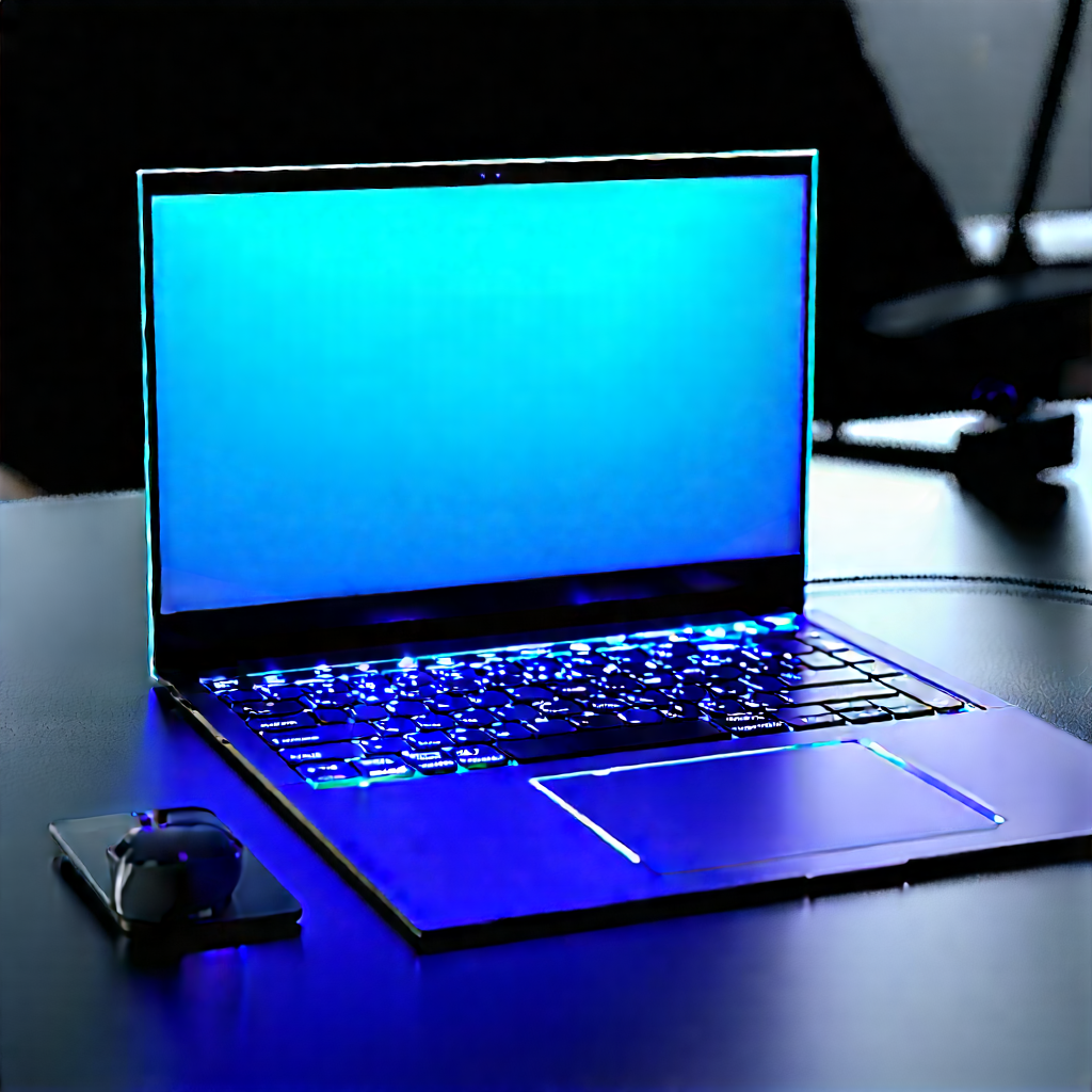 Laptop With Glowing Screen With Laptop Computer