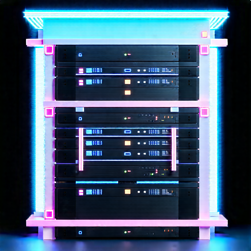 Server rack with neon accents