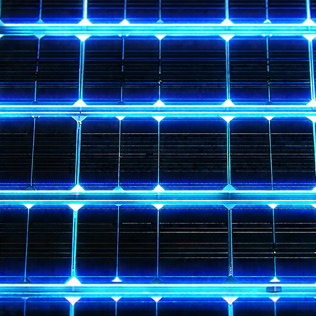 Solar panel with blue light (glow:1.3)