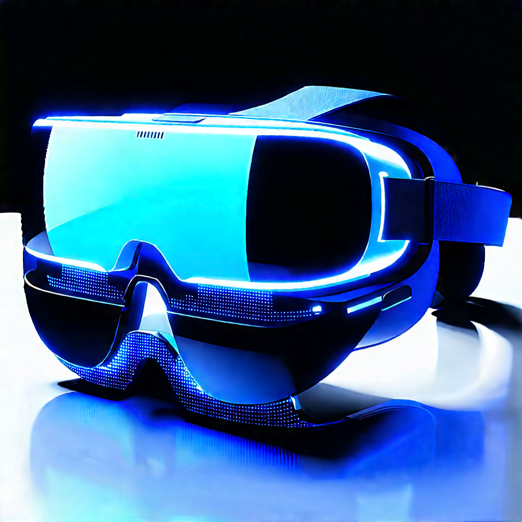 Vr Headset With Holographic Display With Pair Blue