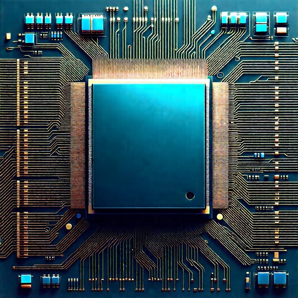 Microchip With Digital Particles With Close-up Computer