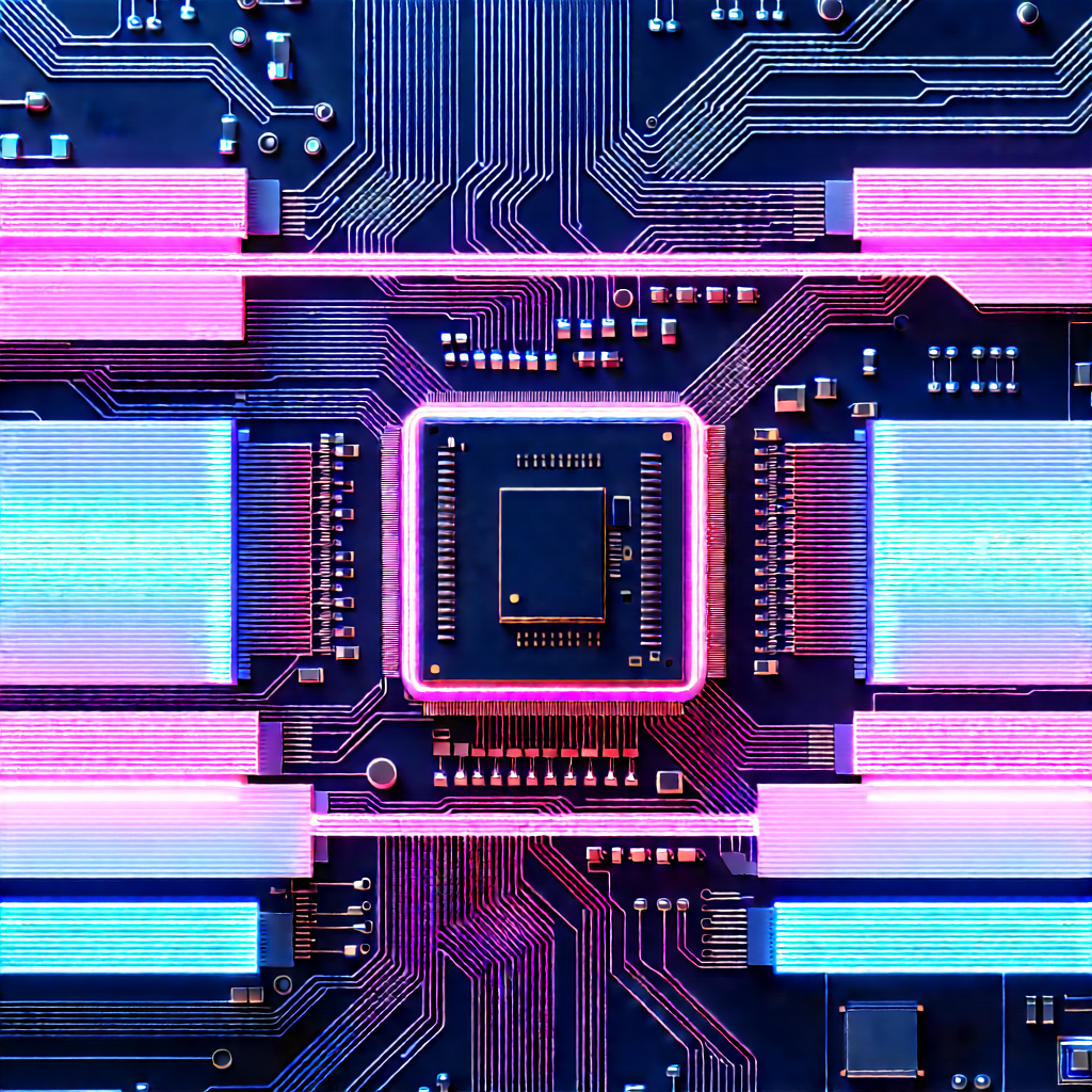 Circuit board with neon accents