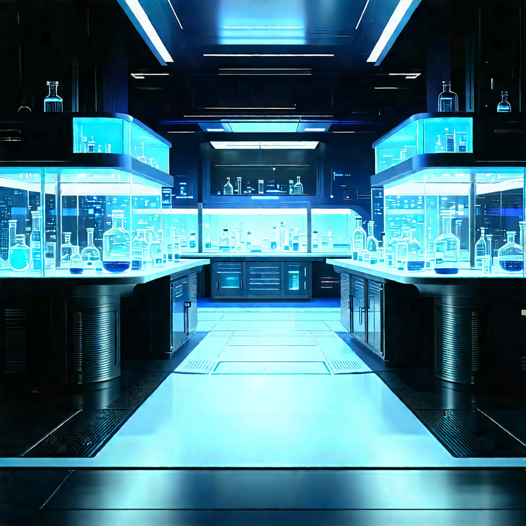 Futuristic Research Laboratory With Image, There