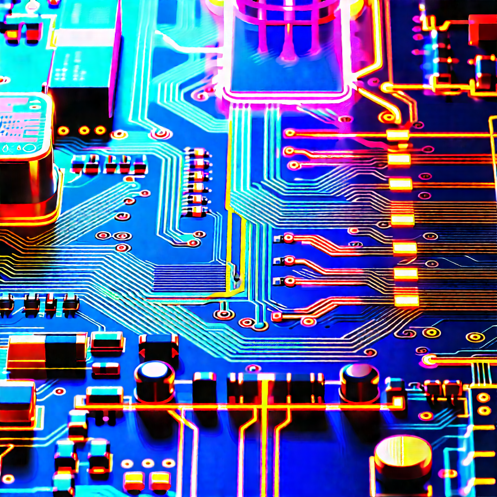 Circuit board with neon accents