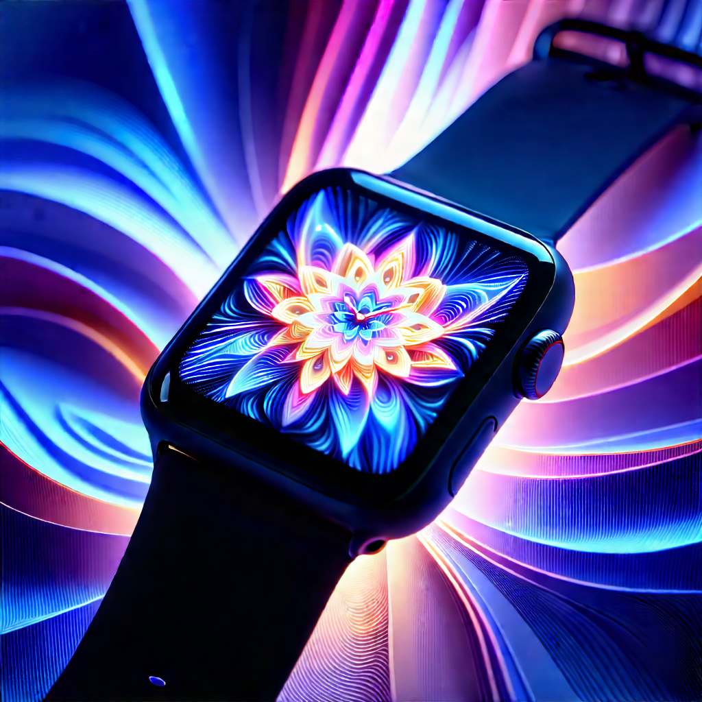 Smart Watch With Holographic Display With Close-up Colorful