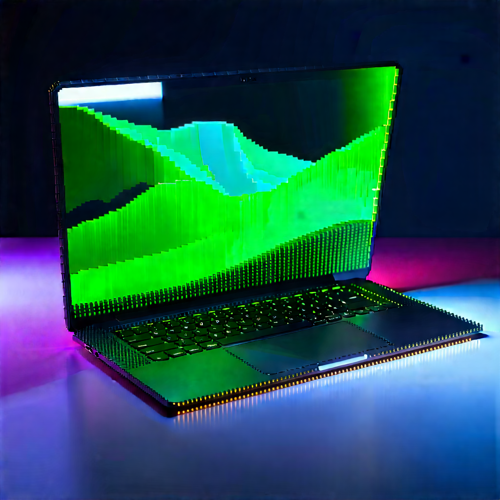 Laptop With Glowing Screen With Laptop Computer