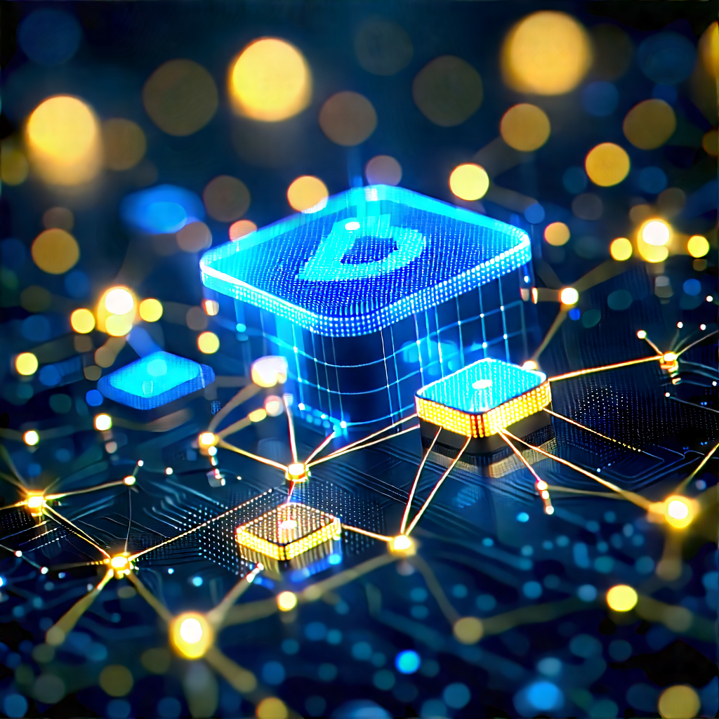 Blockchain Network Visualization With Blue Yellow