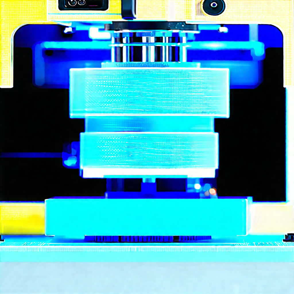 3d printer with blue light glow