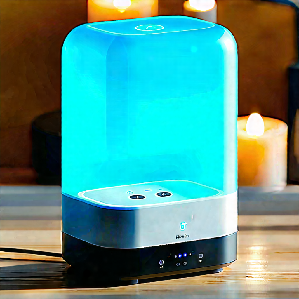 Smart Home Device With Streaming Content With Blue White