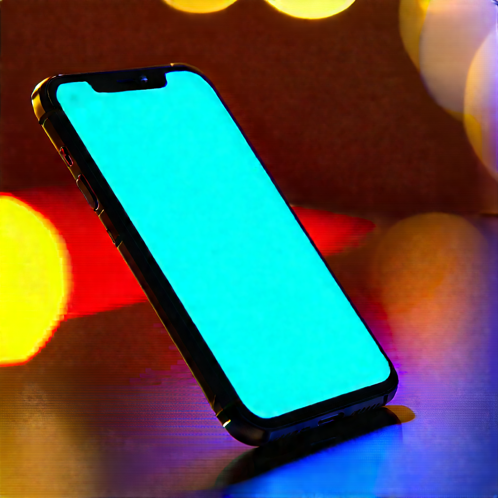 Smartphone With Glowing Screen With Black Iphone