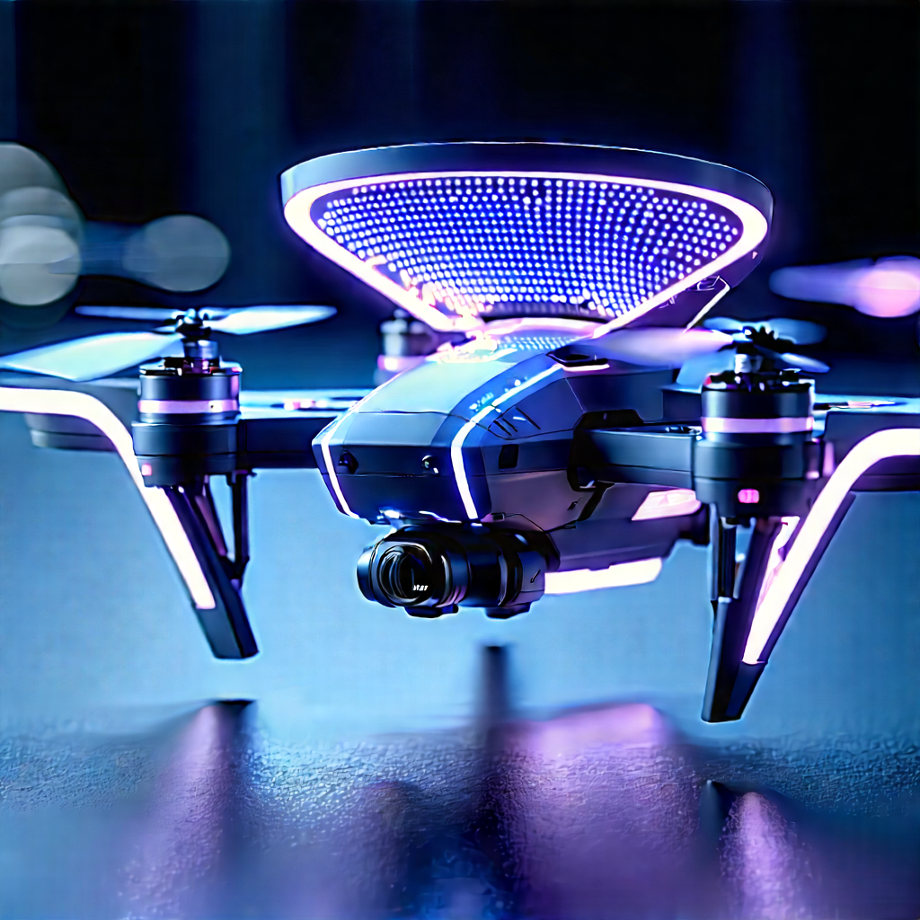 Drone With Glowing Screen With Small Drone