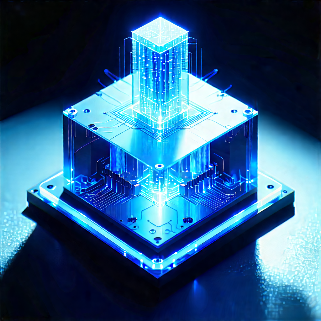 Quantum Computer With Laser Scanning With Blue, Three-dimensional