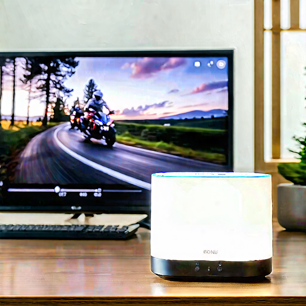 Smart Home Device With Streaming Content With Desk Computer