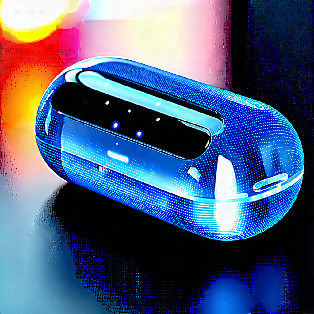 Wireless Earbuds With Holographic Display With Blue Black