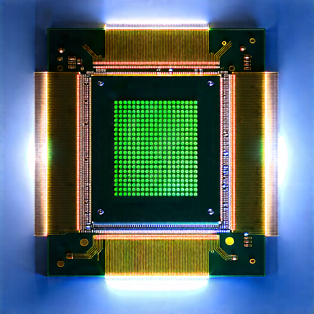 Microchip With Digital Particles With Close-up Computer