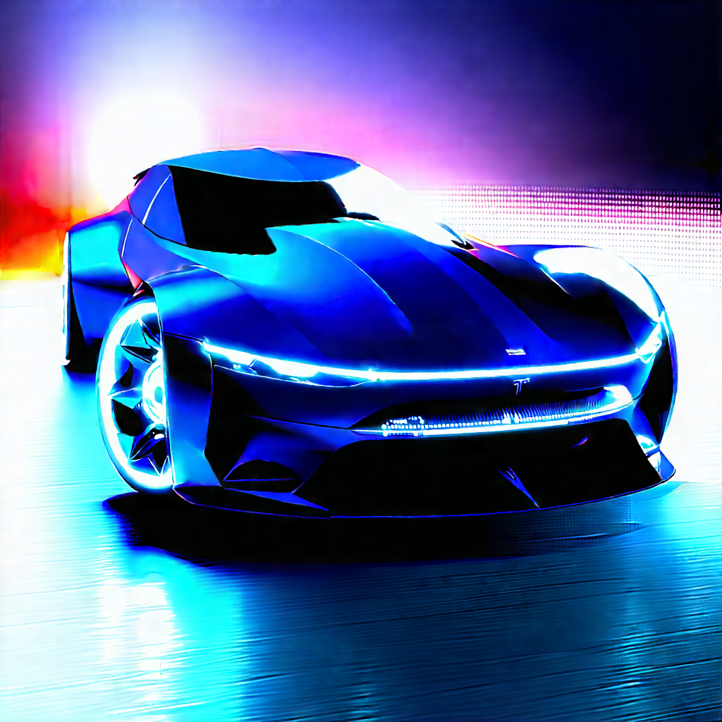 Innovative Electric Vehicle (design:1.23) With Futuristic Blue