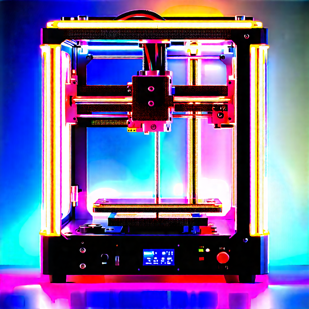 3d Printer With Neon Accents With Large, Colorful