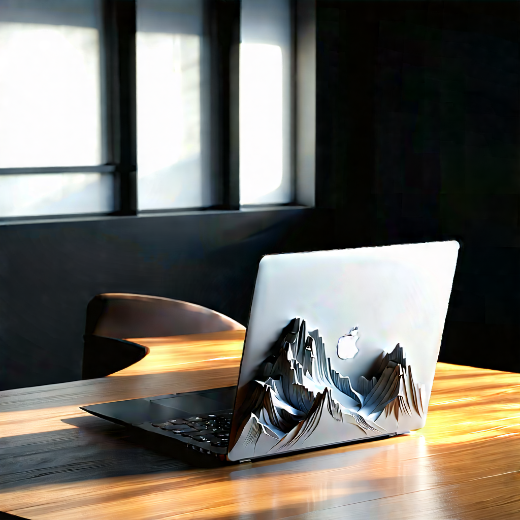 Laptop With Digital Artwork With Laptop Computer