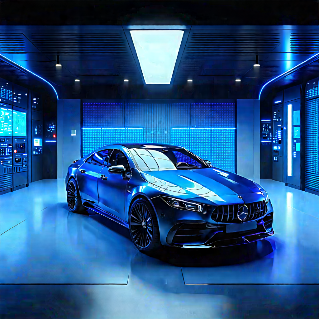 Automotive Technology In Modern Laboratory With Blue Sports