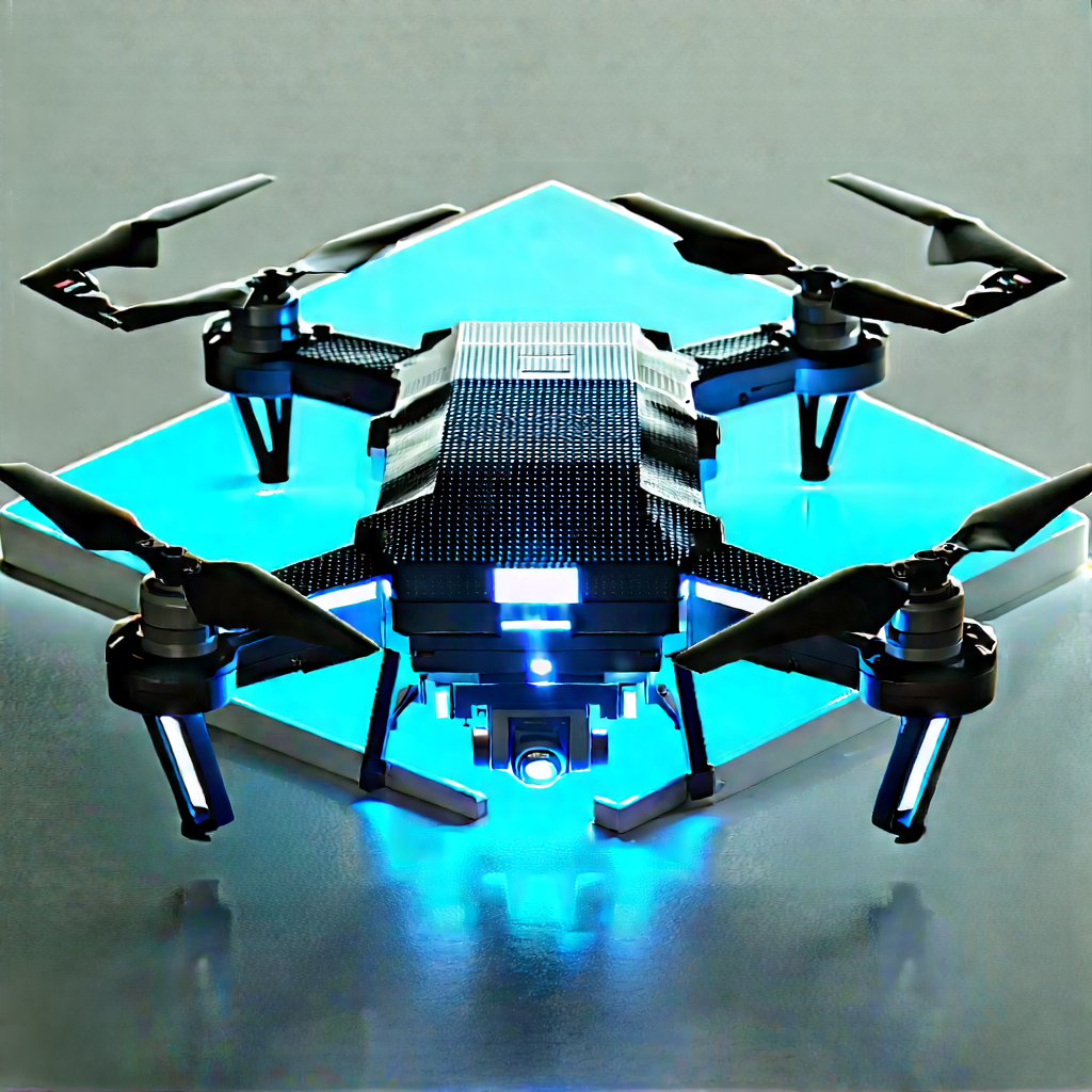 Drone With Glowing Screen With Black Blue