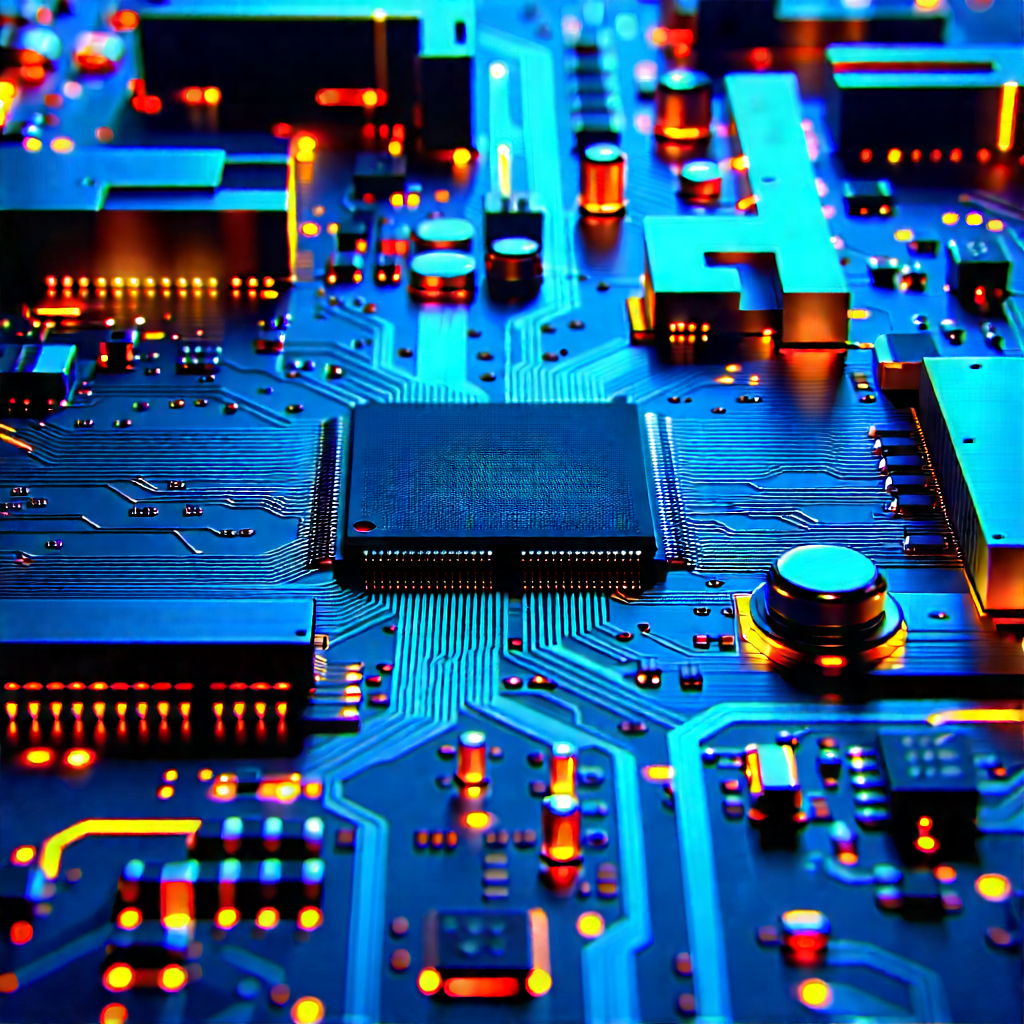 Circuit board with neon accents