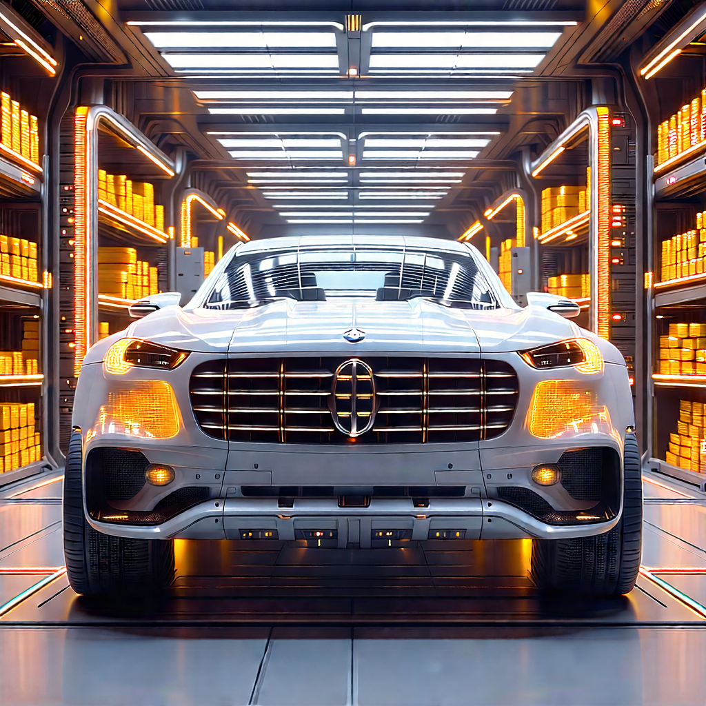 Automotive Technology In Manufacturing Facility With Silver Parked