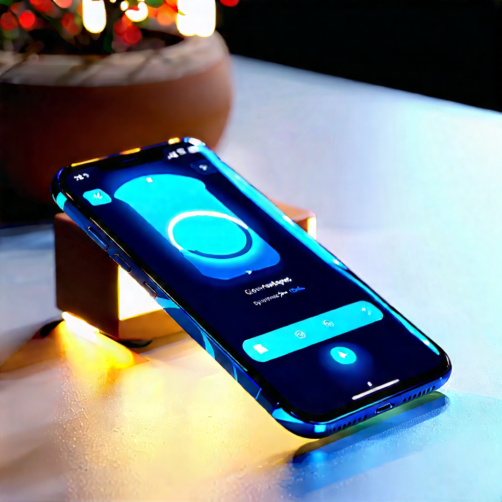 Smartphone With Glowing Screen With Cell Phone