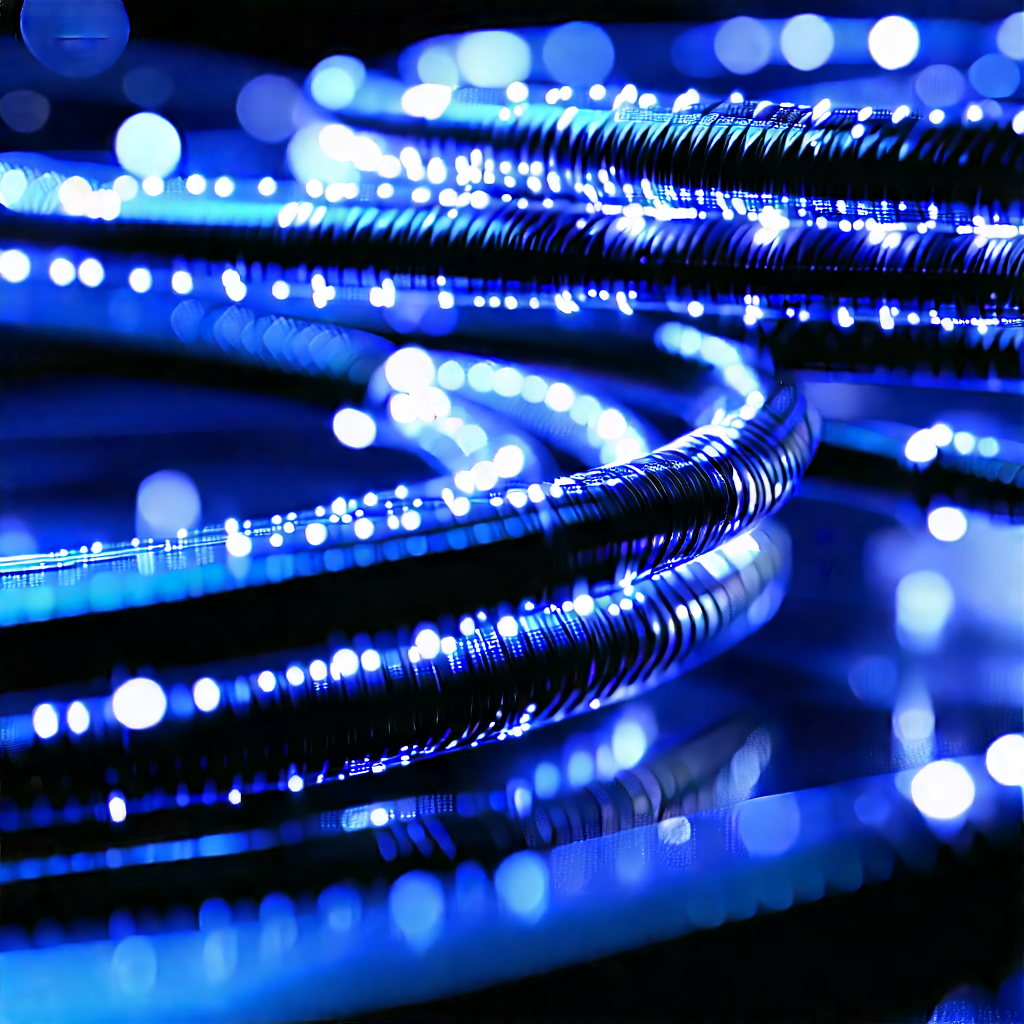 Close-up Of Fiber Optic Cables With Image, There