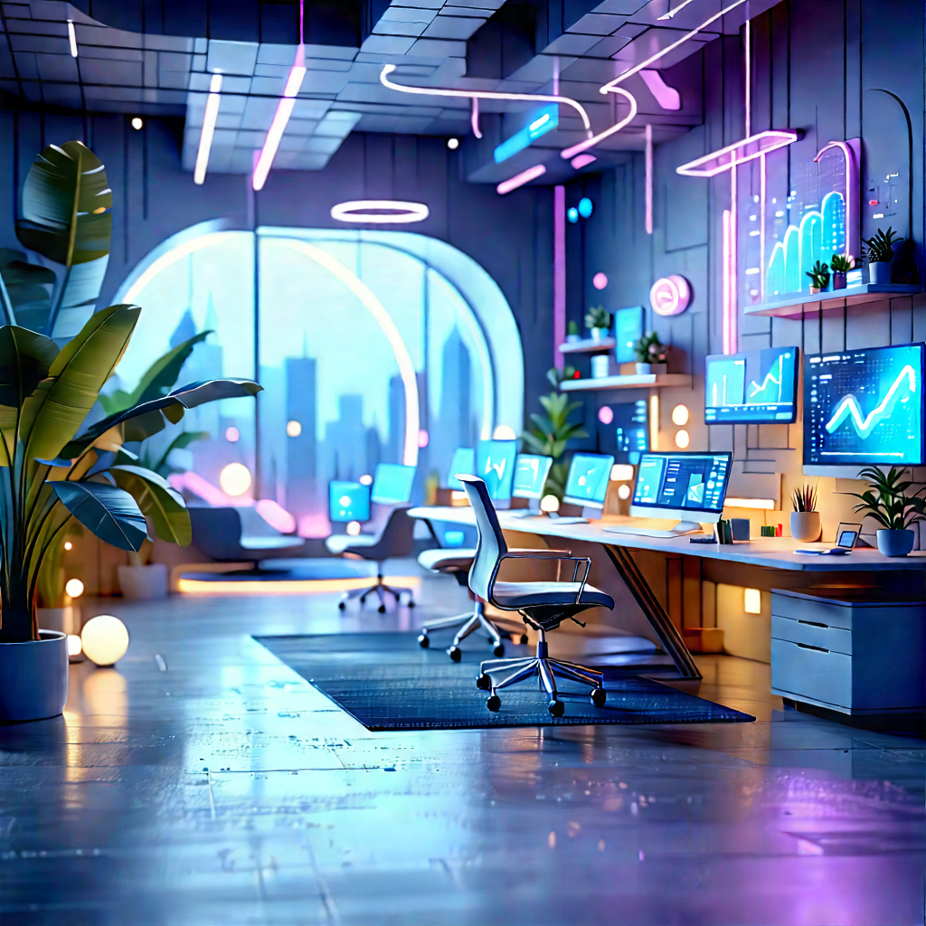 Futuristic Tech Startup Office With Image, There