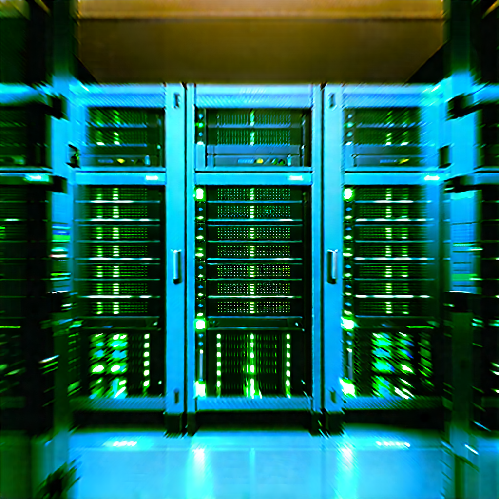 Server rack with blue light (glow:1.44)