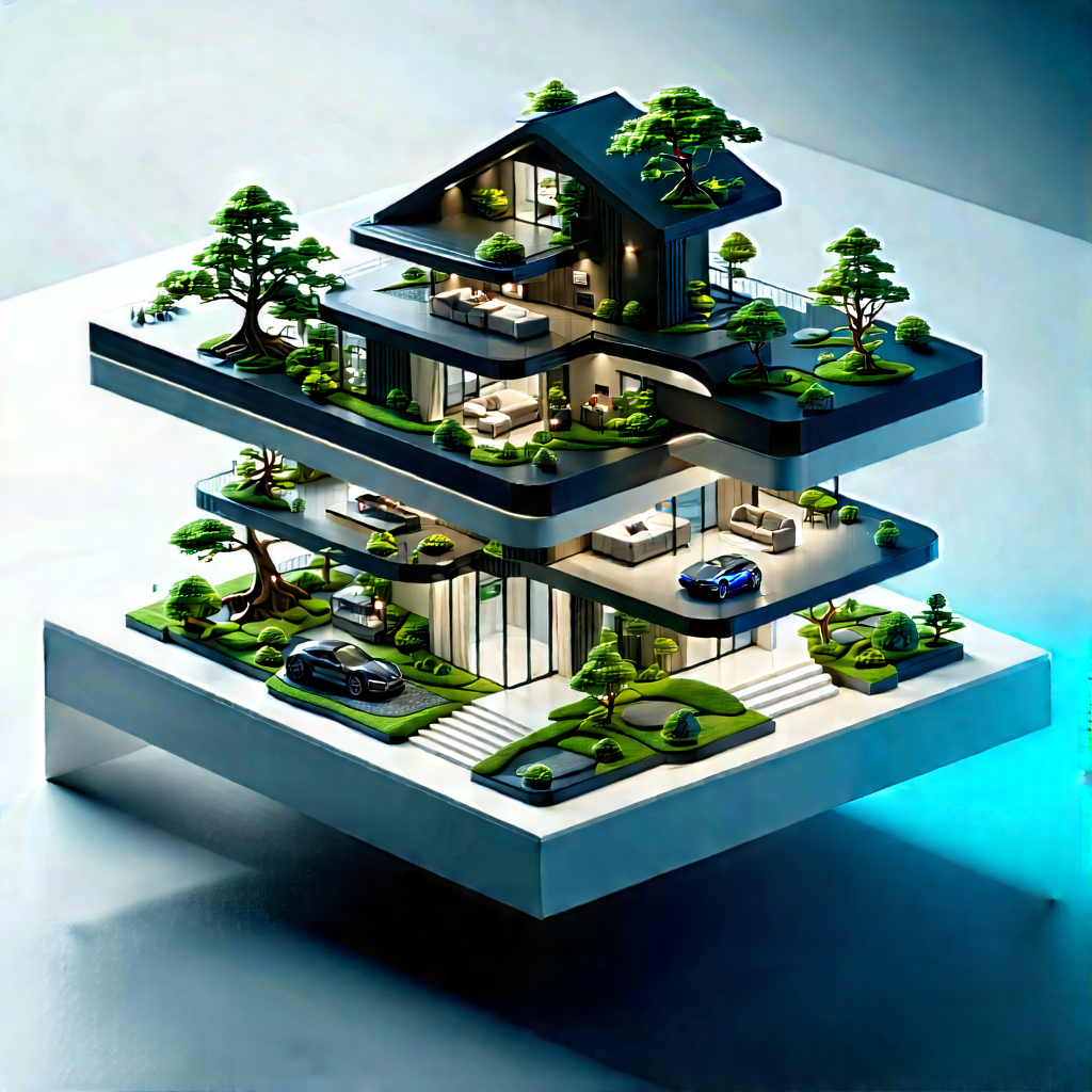 Futuristic Smart Home With Three-dimensional Model