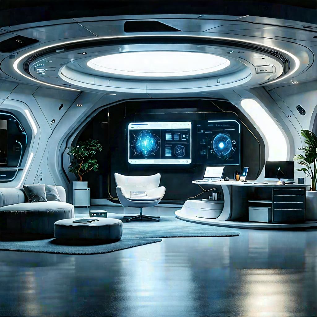 (futuristic:1.26) Tech Startup Office With Futuristic Living