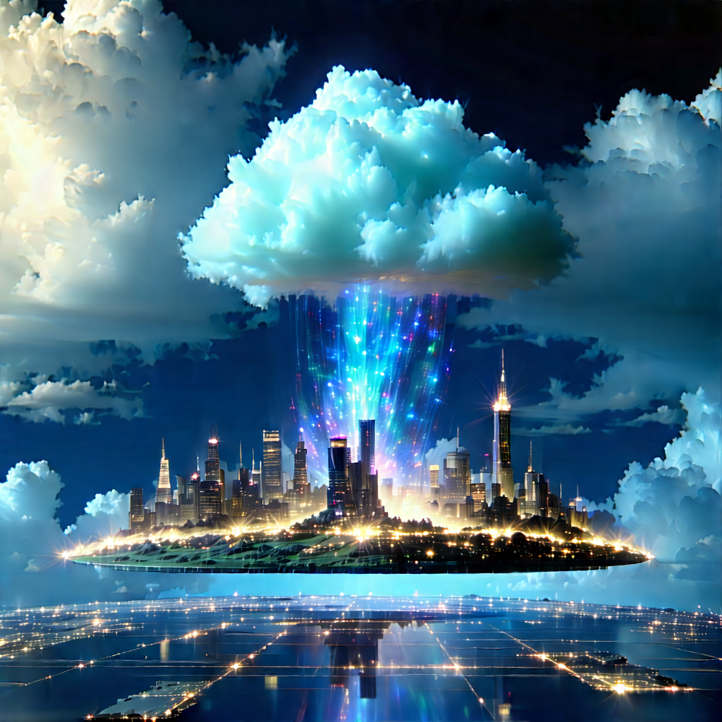 Cloud Computing Visualization With Cityscape Depicted