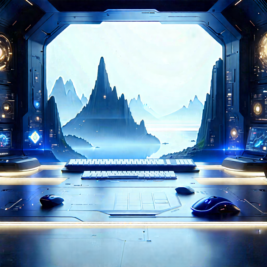 Futuristic Digital Workspace With Image, There