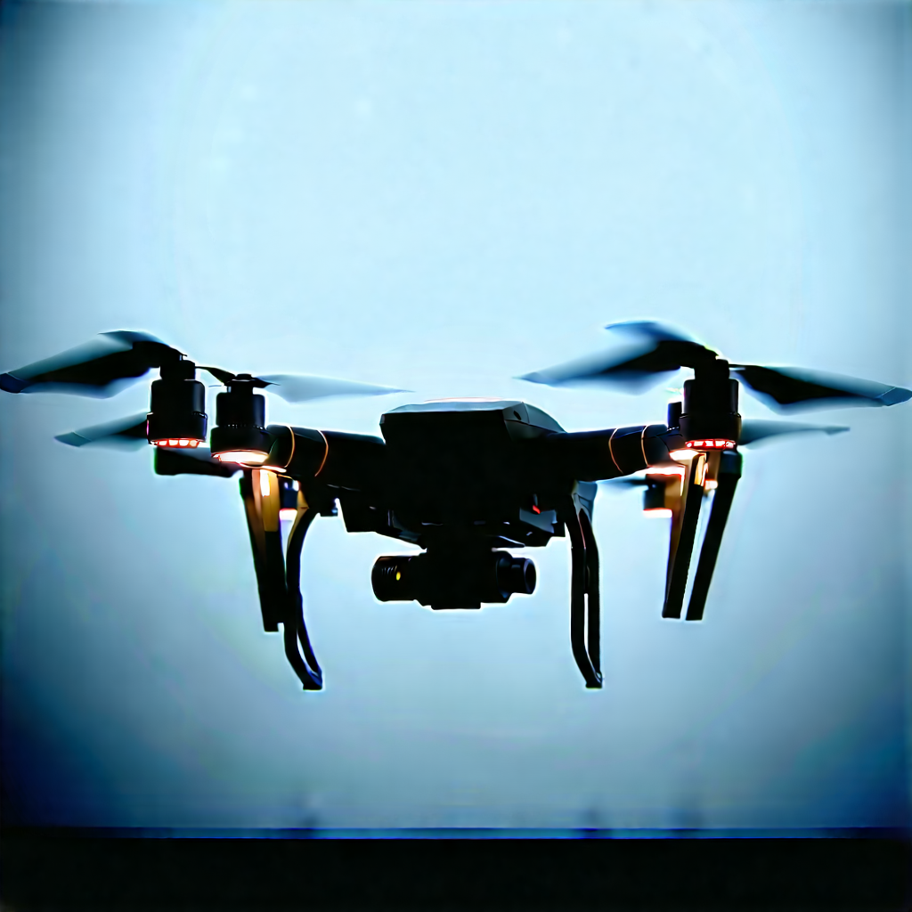 Drone With Glowing Screen With Black Drone
