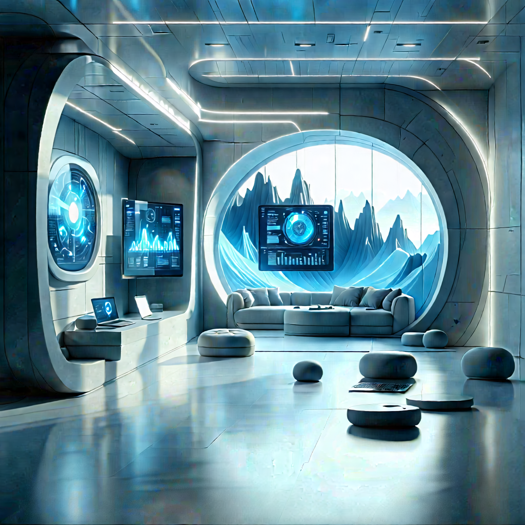 Educational Technology In Research Center With Futuristic Room
