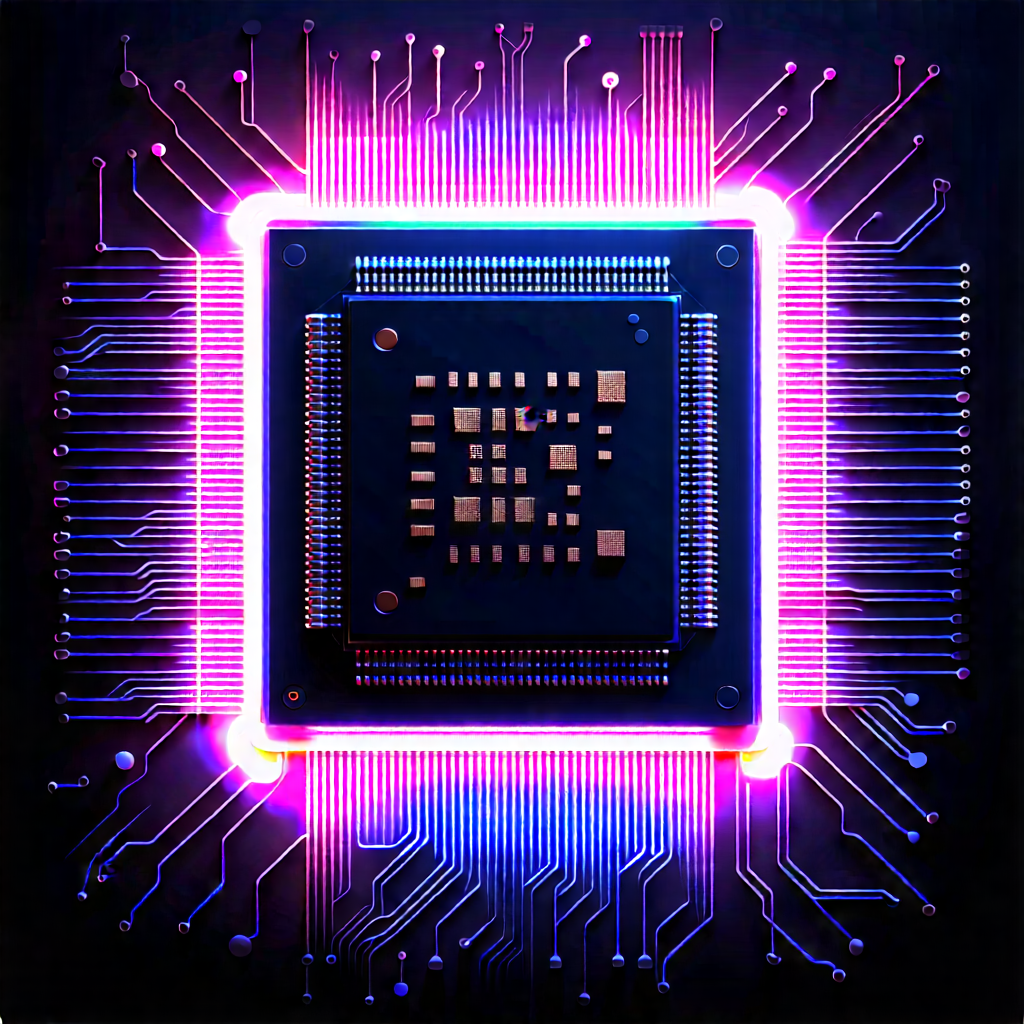 Microchip with neon accents